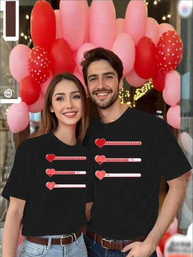 Love Valentine'S Day T-Shirt,   Couple T-Shirt, Couple Christmas, Fashion Casual T-Shirt, Short-Sleeved T-Shirt