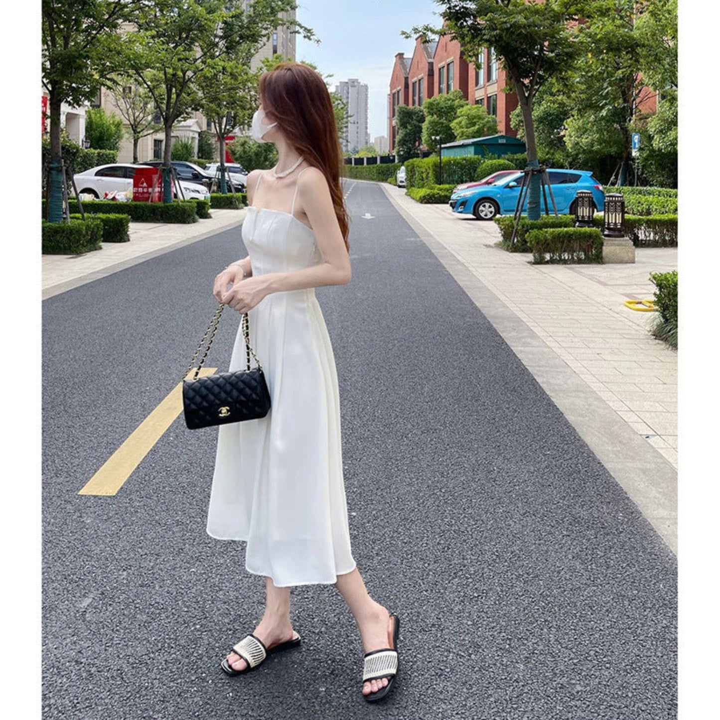 White Suspender Tube Top Dress Women