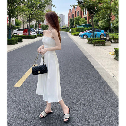 White Suspender Tube Top Dress Women