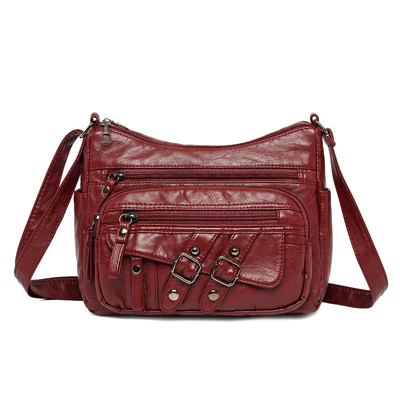 Soft Leather Multi-compartment Multi-pocket Shoulder Messenger Bag