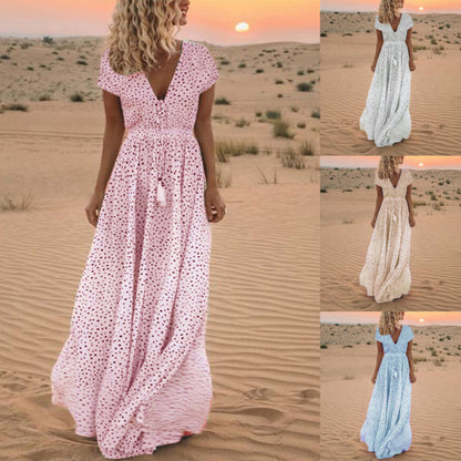 Holiday beach polka dot bohemian dress