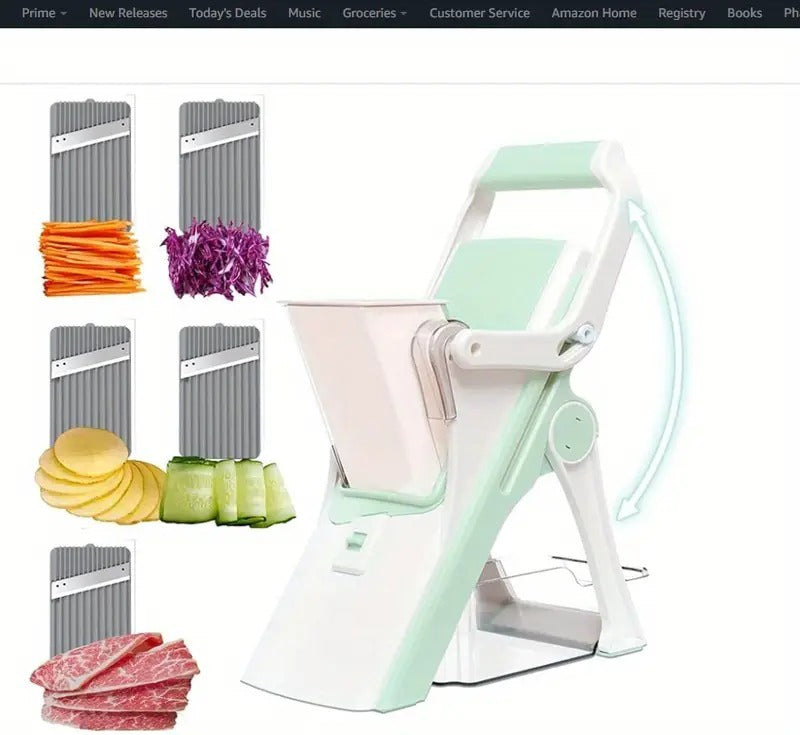 Safe Multifunctional Mushroom Slicer 5-in-1 Vegetable Slicer, Professional Food Slicer With Container, Vegetable Slicer For Fruit, Potato, Onion, French Fries Slicer