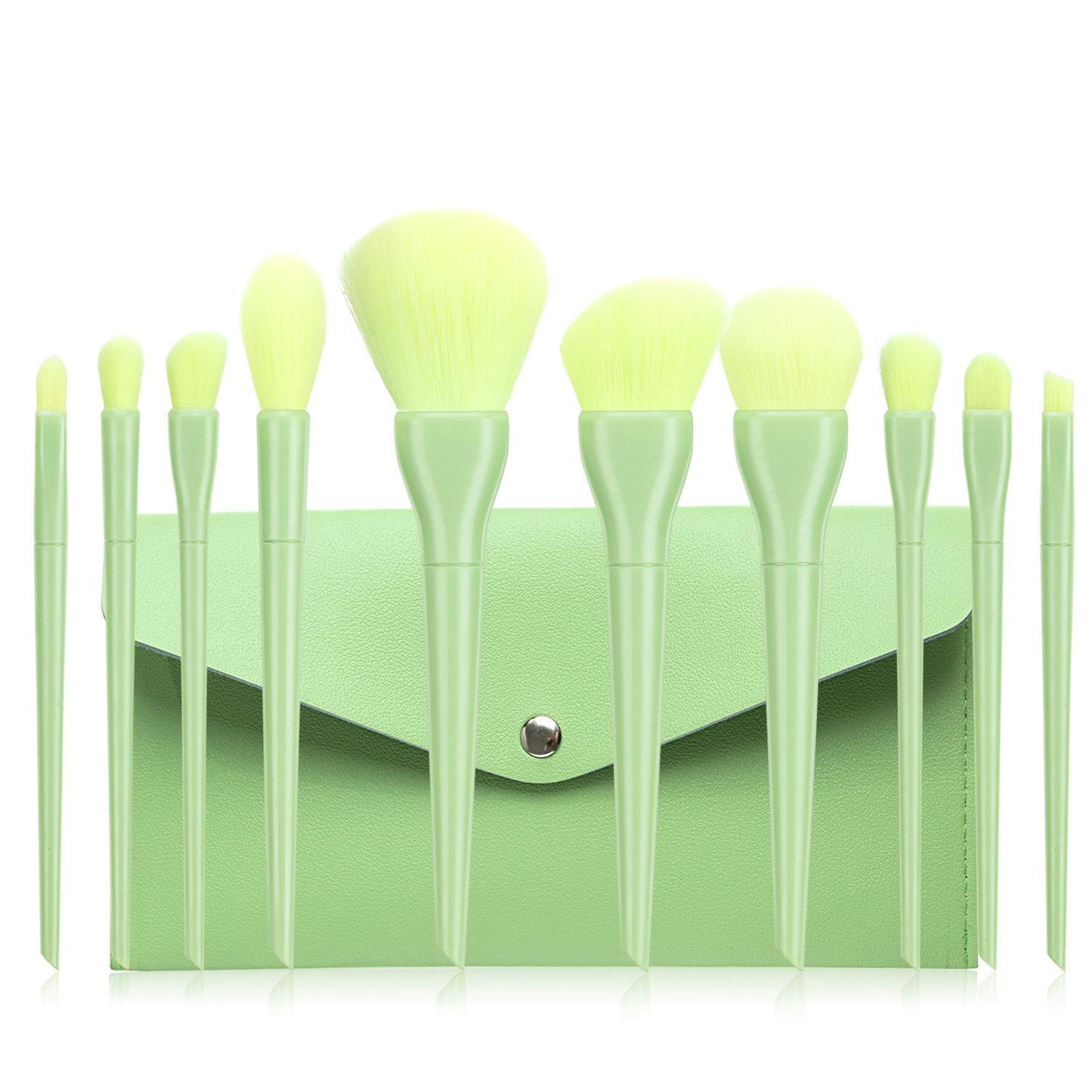 Candy color 10 cosmetic brushes set plastic short rod soft bristles