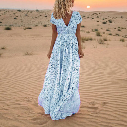 Holiday beach polka dot bohemian dress