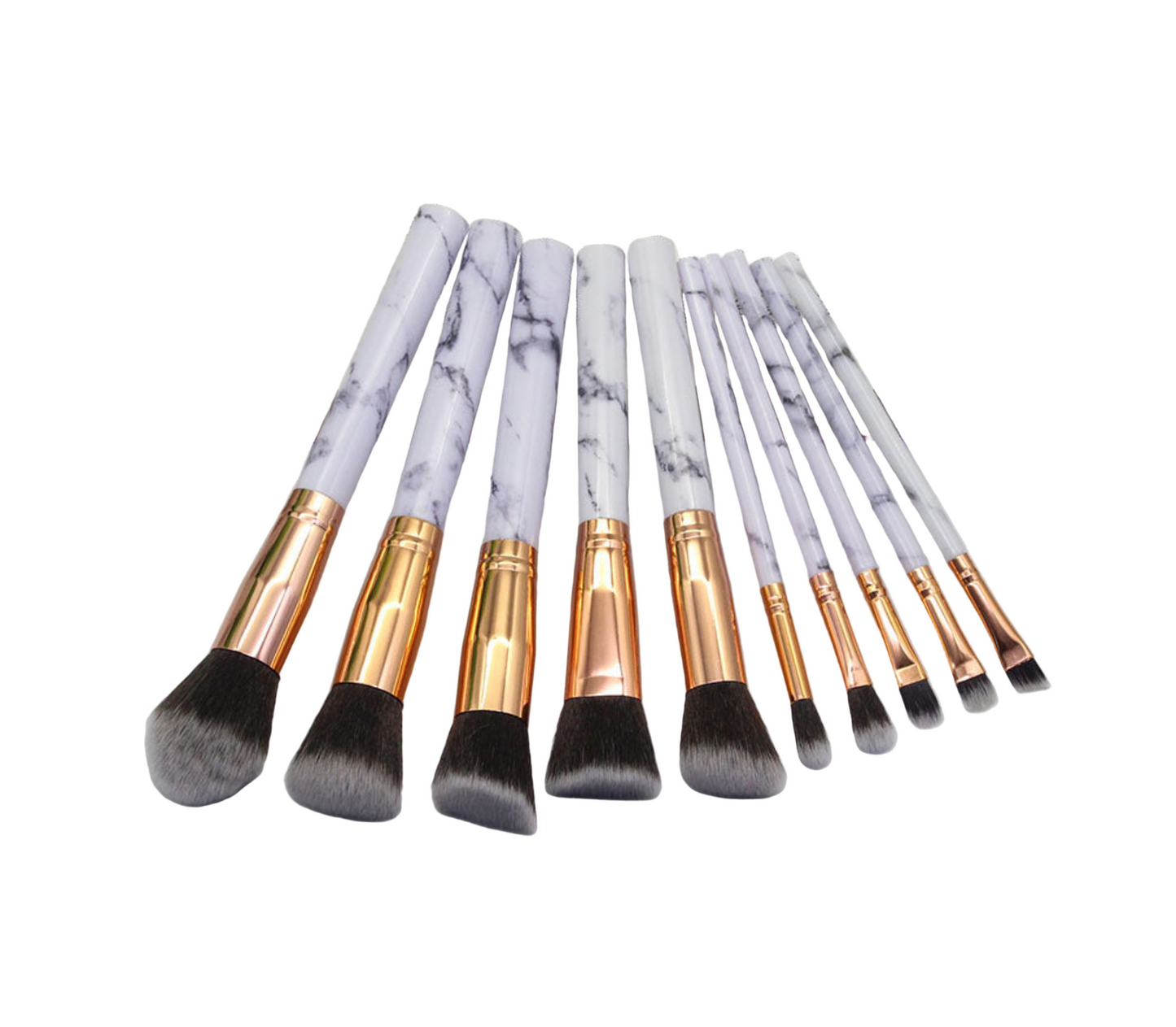 15 Marbled Design Makeup Brushes Set