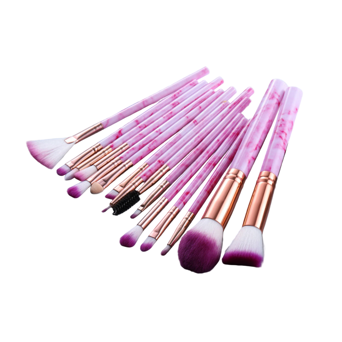 15 Marbled Design Makeup Brushes Set