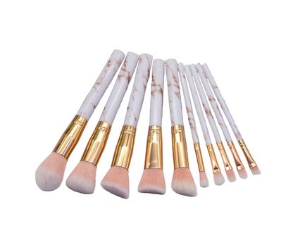 15 Marbled Design Makeup Brushes Set