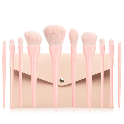 Candy color 10 cosmetic brushes set plastic short rod soft bristles