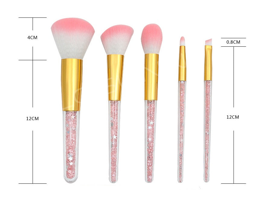 5 transparent handle makeup brushes