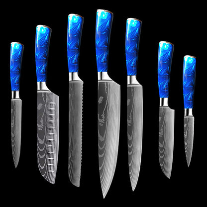 8-inch Chef Knife with Blue Resin Handle