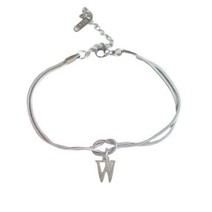 New Letter A-Z Love Knot Bracelets For Women Couple Gold Color Dainty Snake Chain Charm Bracelet Stainless Steel Jewelry Gift Valentine's Day Gifts