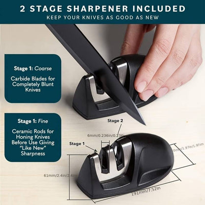 7-Piece High Carbon Stainless Steel Kitchen Knife Set With Handles And Sharpener