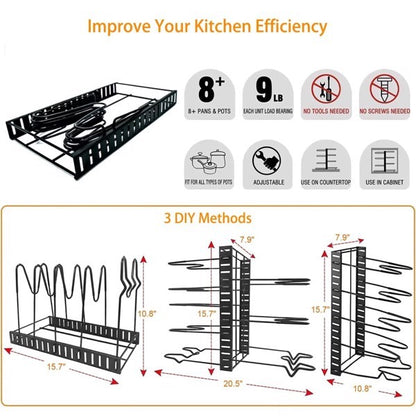 2 Pieces Of Kitchen Organization And Storage Racks, Adjustable Pot Cover Brackets And Pot Racks, Not Shipped On Weekends