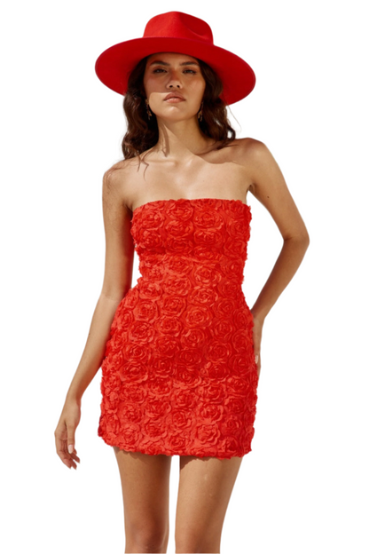 Fashion Flower Tube Top Package Hip Dress Women