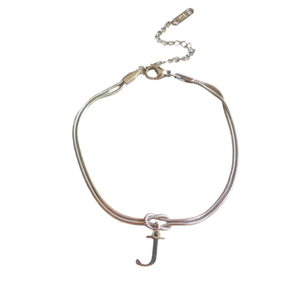 New Letter A-Z Love Knot Bracelets For Women Couple Gold Color Dainty Snake Chain Charm Bracelet Stainless Steel Jewelry Gift Valentine's Day Gifts