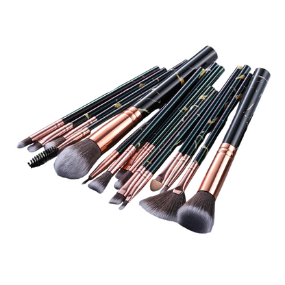 15 Marbled Design Makeup Brushes Set