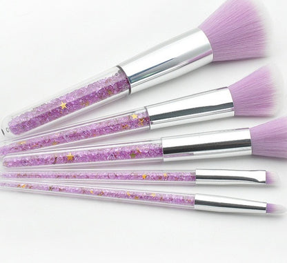 5 transparent handle makeup brushes