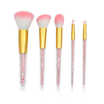 5 transparent handle makeup brushes