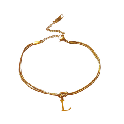 New Letter A-Z Love Knot Bracelets For Women Couple Gold Color Dainty Snake Chain Charm Bracelet Stainless Steel Jewelry Gift Valentine's Day Gifts