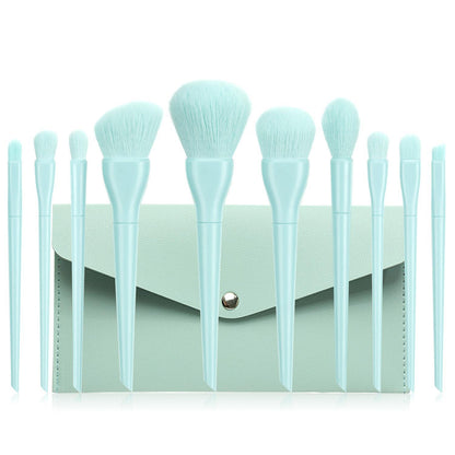 Candy color 10 cosmetic brushes set plastic short rod soft bristles