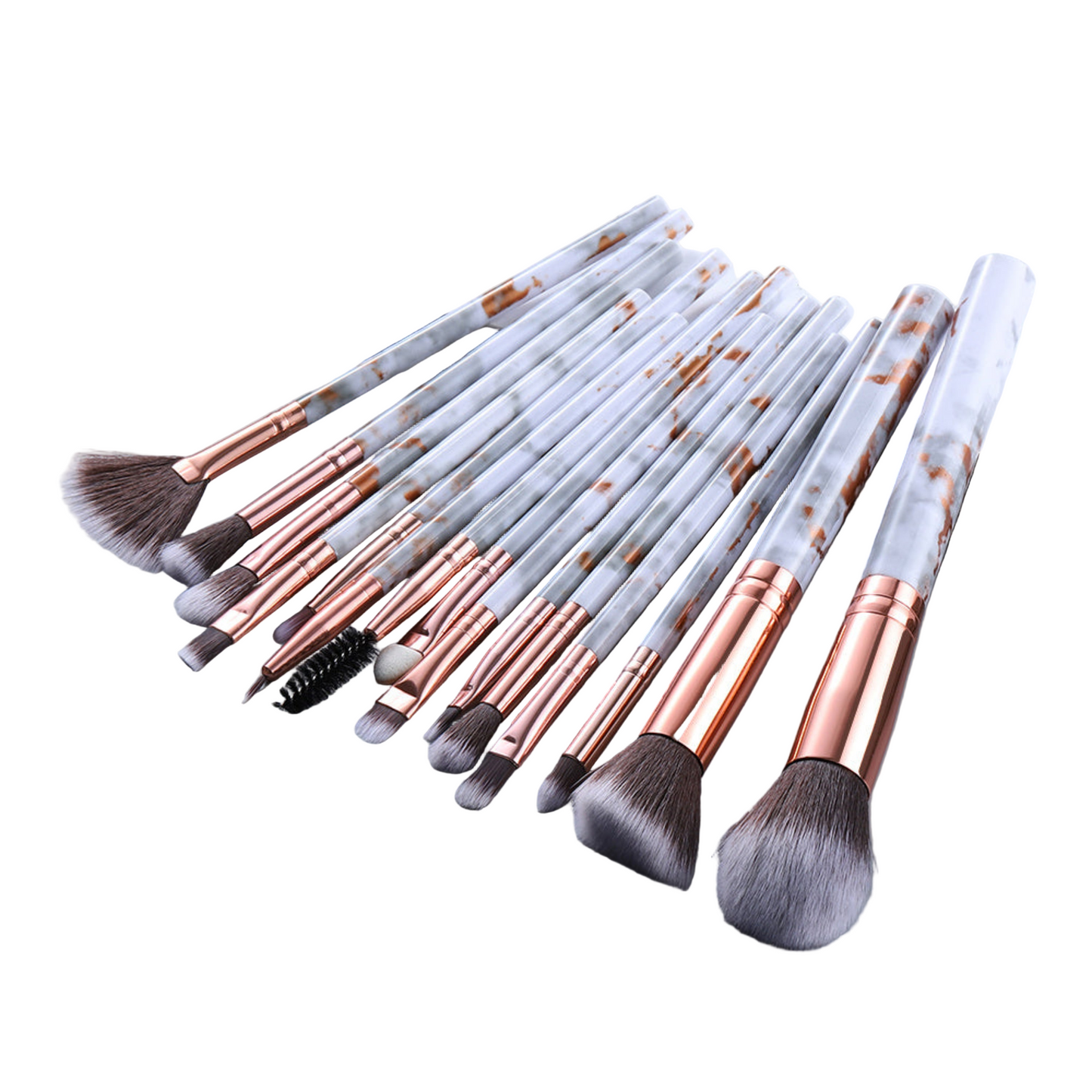 15 Marbled Design Makeup Brushes Set