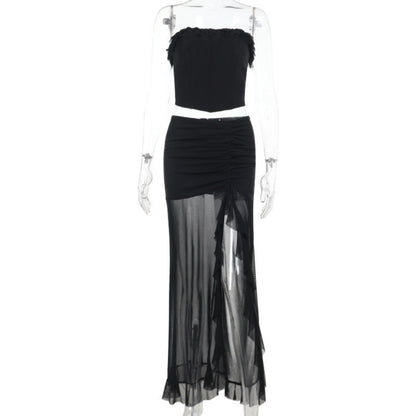 Tube Top Mid-length Dress Set Women