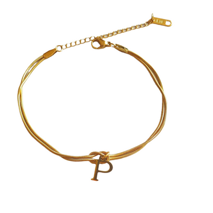 New Letter A-Z Love Knot Bracelets For Women Couple Gold Color Dainty Snake Chain Charm Bracelet Stainless Steel Jewelry Gift Valentine's Day Gifts