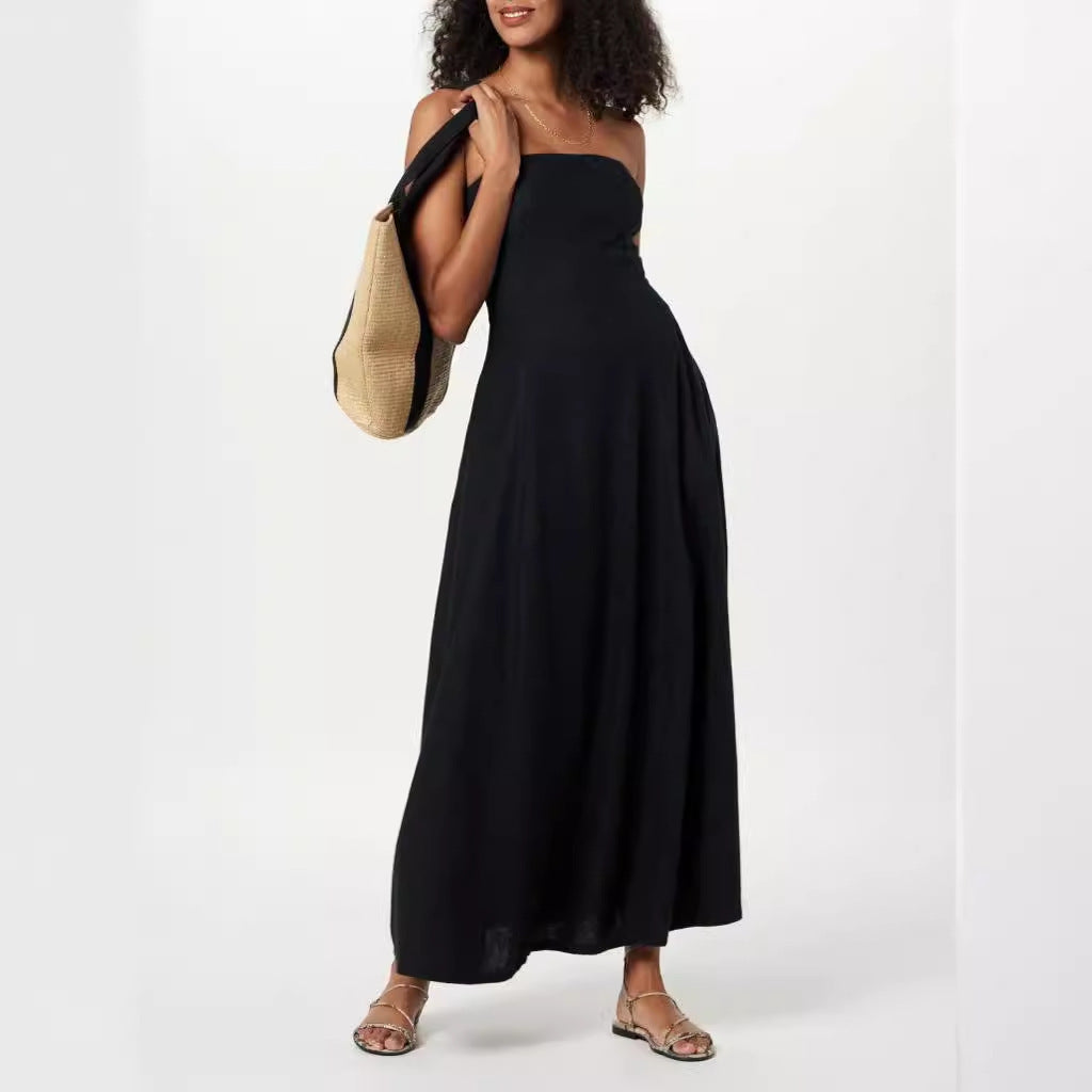 Fashion Tube Top Women Solid Color Dress