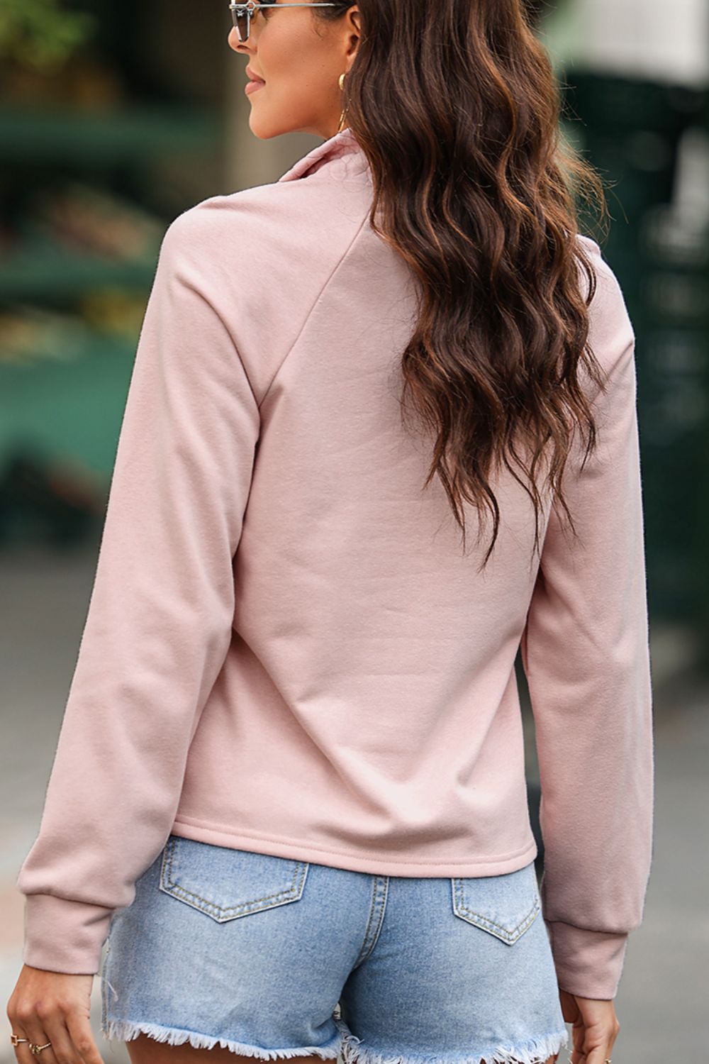 Textured Quarter Zip Long Sleeve Sweatshirt