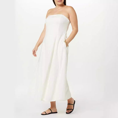 Fashion Tube Top Women Solid Color Dress