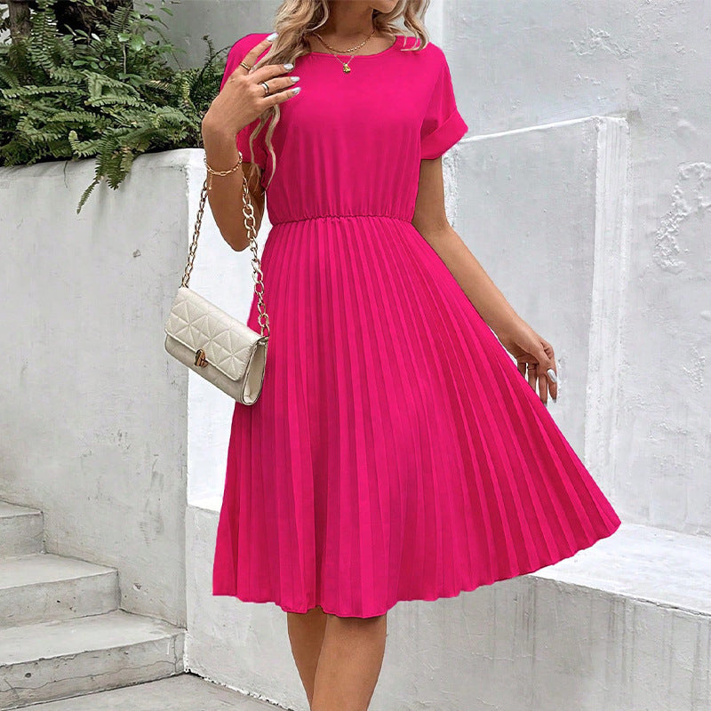 Solid Color Loose Polyester A- Line Skirt For Women