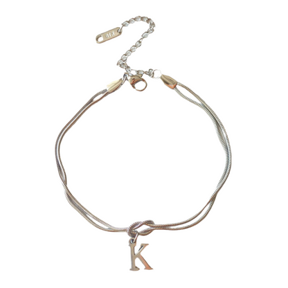 New Letter A-Z Love Knot Bracelets For Women Couple Gold Color Dainty Snake Chain Charm Bracelet Stainless Steel Jewelry Gift Valentine's Day Gifts