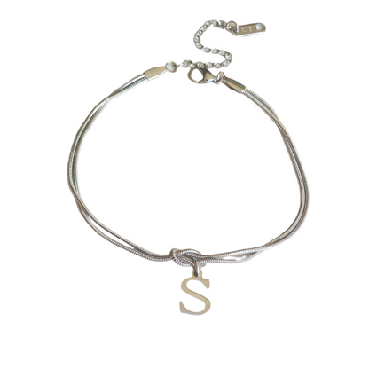 New Letter A-Z Love Knot Bracelets For Women Couple Gold Color Dainty Snake Chain Charm Bracelet Stainless Steel Jewelry Gift Valentine's Day Gifts