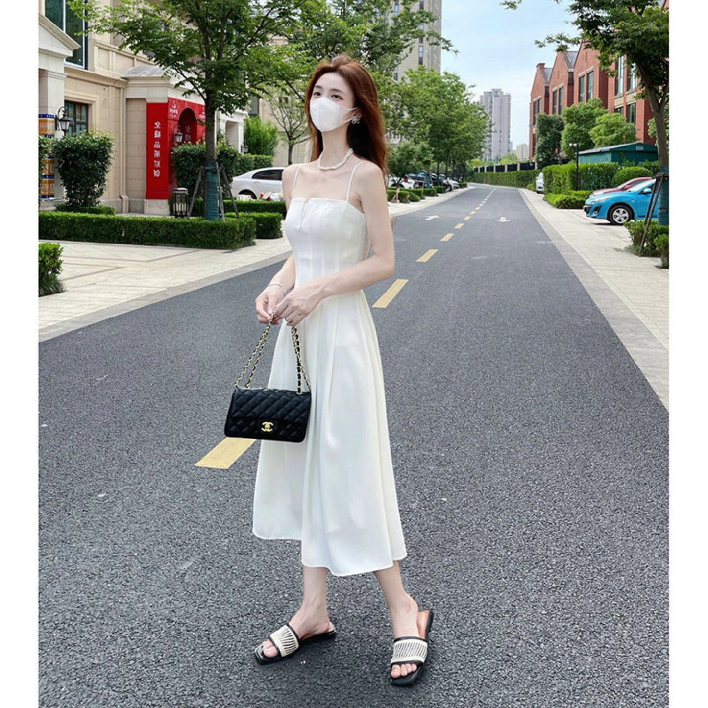 White Suspender Tube Top Dress Women