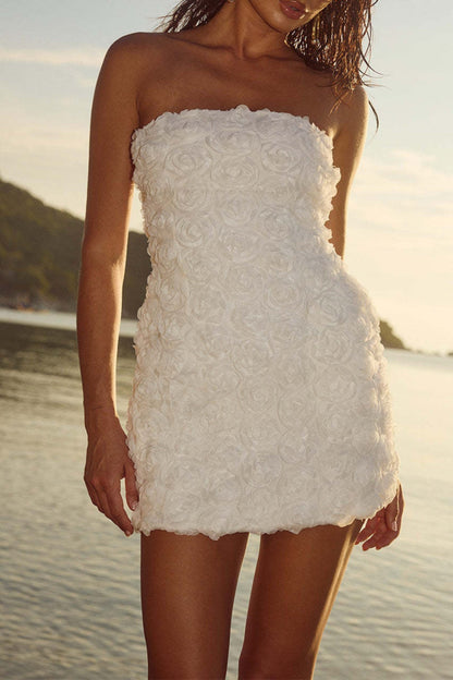 Fashion Flower Tube Top Package Hip Dress Women