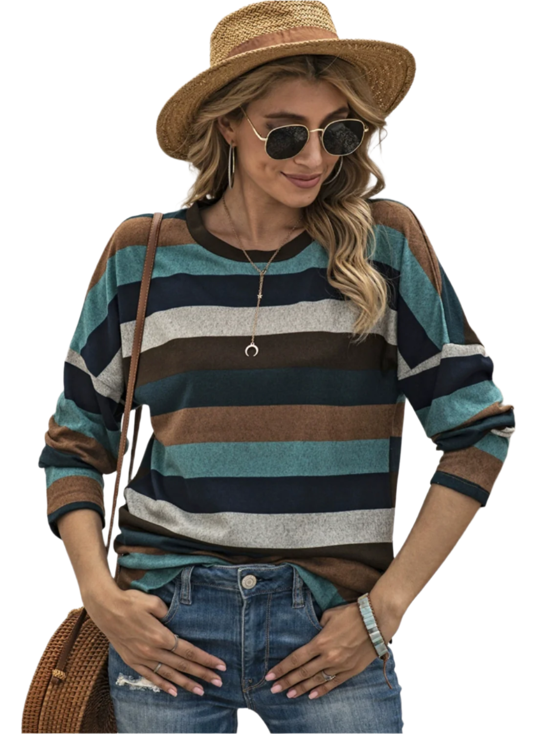 Full Size Striped Round Neck Long Sleeve T-Shirt Plus Size