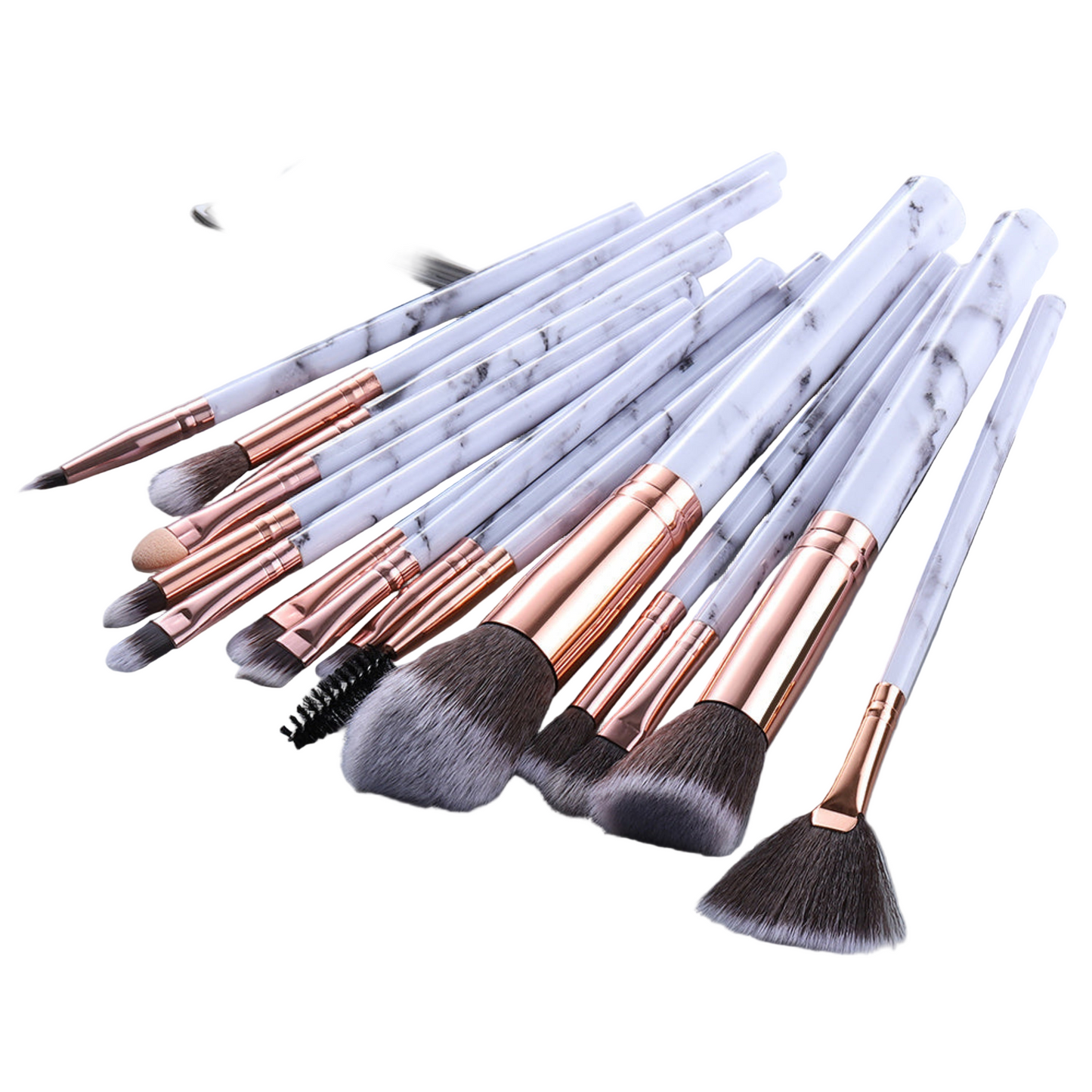 15 Marbled Design Makeup Brushes Set