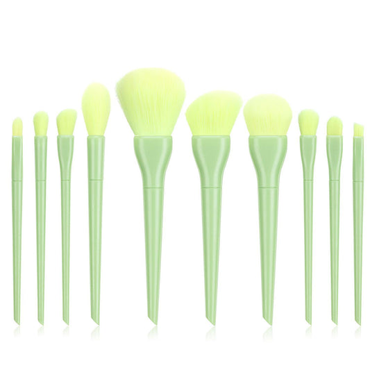 Candy color 10 cosmetic brushes set plastic short rod soft bristles