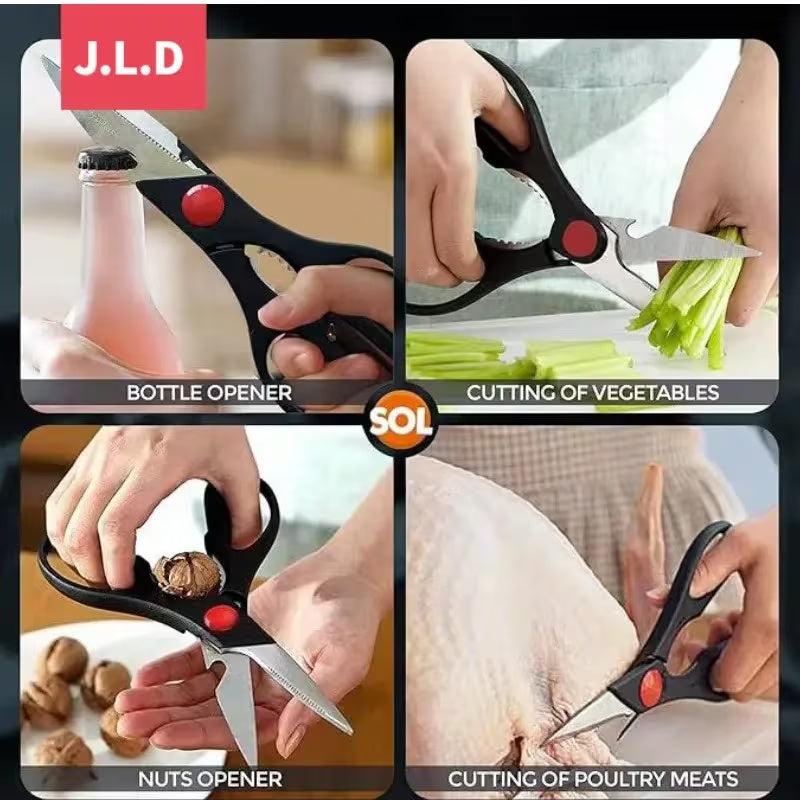 Heavy Duty Multi-Purpose Kitchen Scissors, Food Scissors, Sharp Scissors With Nutcrackers, Bottle Opener, Can Opener, Vegetable Cutting Scissors, Chopping Scissors, Multi-Purpose Utensil Gadgets