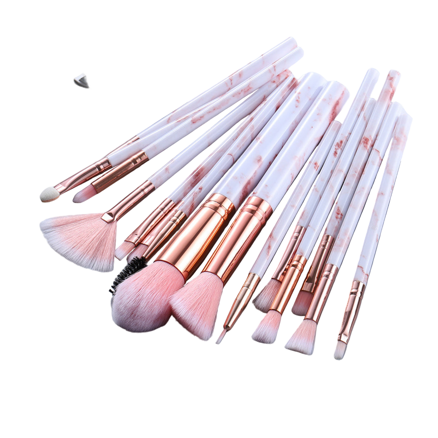 15 Marbled Design Makeup Brushes Set