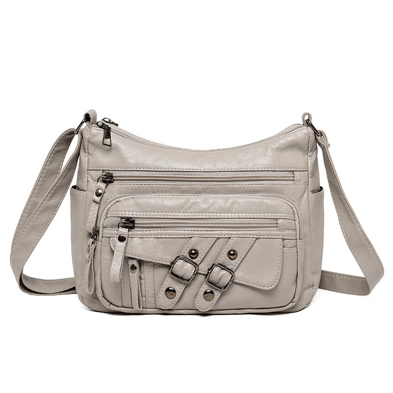 Soft Leather Multi-compartment Multi-pocket Shoulder Messenger Bag