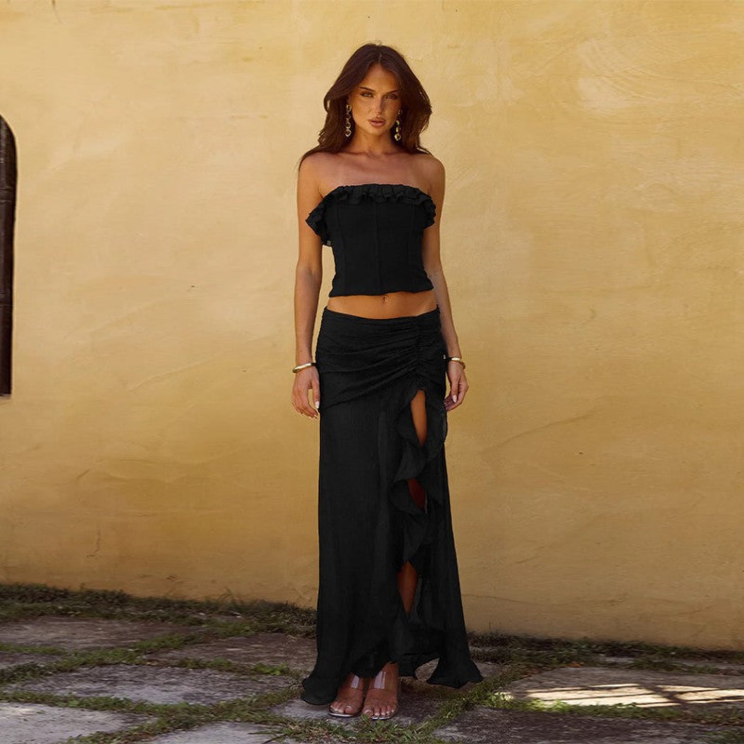 Tube Top Mid-length Dress Set Women