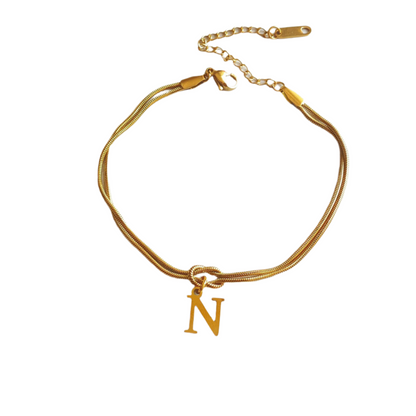 New Letter A-Z Love Knot Bracelets For Women Couple Gold Color Dainty Snake Chain Charm Bracelet Stainless Steel Jewelry Gift Valentine's Day Gifts