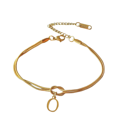 New Letter A-Z Love Knot Bracelets For Women Couple Gold Color Dainty Snake Chain Charm Bracelet Stainless Steel Jewelry Gift Valentine's Day Gifts