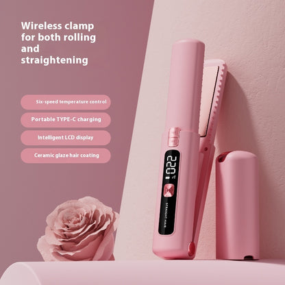 Charging Wireless Splint For Curling Or Straightening LCD Anion Portable Hair Straighter