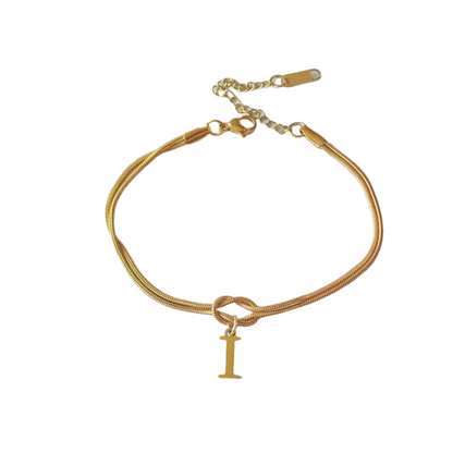 New Letter A-Z Love Knot Bracelets For Women Couple Gold Color Dainty Snake Chain Charm Bracelet Stainless Steel Jewelry Gift Valentine's Day Gifts