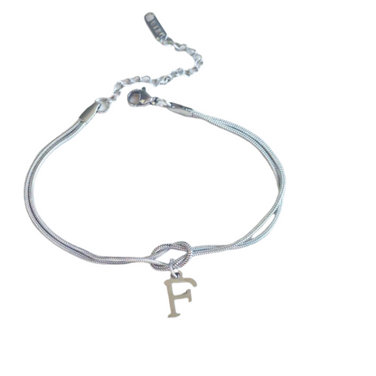 New Letter A-Z Love Knot Bracelets For Women Couple Gold Color Dainty Snake Chain Charm Bracelet Stainless Steel Jewelry Gift Valentine's Day Gifts