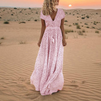 Holiday beach polka dot bohemian dress