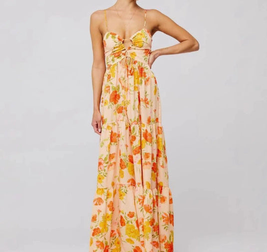New Printed Sling Stitching Multi-color Dress