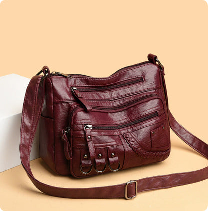 Soft Leather Multi-compartment Multi-pocket Shoulder Messenger Bag